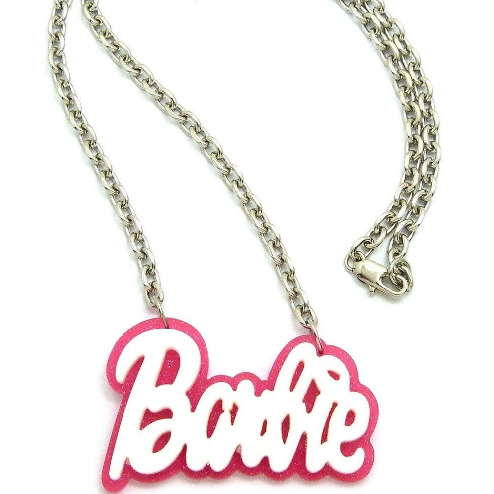Pink Barbie Necklace Pendant 4mm/18" Link Chain